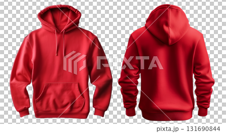 Set of red front and back view tee hoodie hoody sweatshirt on transparent background cutout, PNG file. Mockup template for artwork graphic design Set of red front and back view tee hoodie hoody sweatshirt on transparent background cutout, PNG file. Mockup template for artwork graphic design 131690844