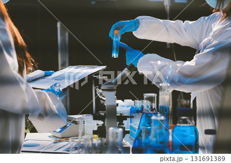 Researchers working in the clinical laboratory 131691389