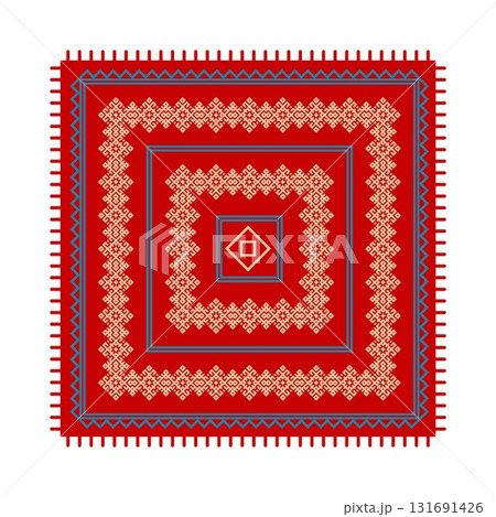 Red carpet with floor pattern. 131691426