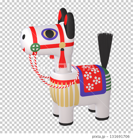Illustration material of the zodiac: Year of the Horse, Horse bobblehead doll (1_4) 131691706