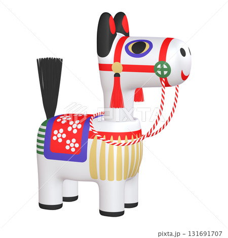 干支のイラスト素材　午年　馬の首振り人形（1_5） 131691707