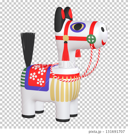 干支のイラスト素材　午年　馬の首振り人形（1_5） 131691707