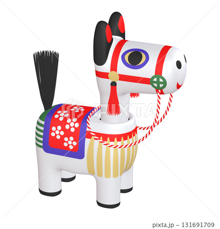干支のイラスト素材　午年　馬の首振り人形（1_7） 131691709
