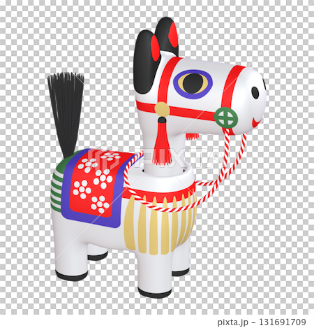 干支のイラスト素材　午年　馬の首振り人形（1_7） 131691709