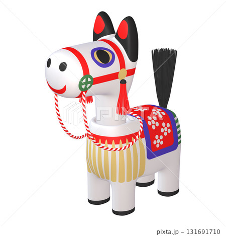 干支のイラスト素材　午年　馬の首振り人形（1_8） 131691710