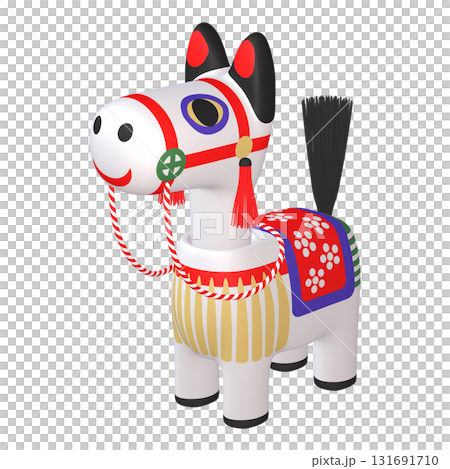 干支のイラスト素材　午年　馬の首振り人形（1_8） 131691710