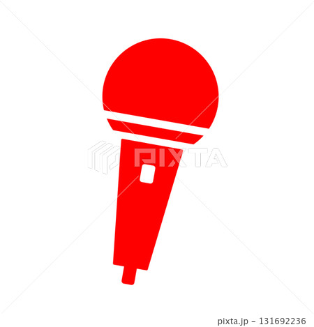 赤いマイクのイラスト（情熱的・背景透過の素材） 131692236