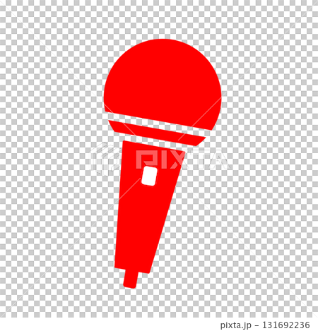 赤いマイクのイラスト（情熱的・背景透過の素材） 131692236