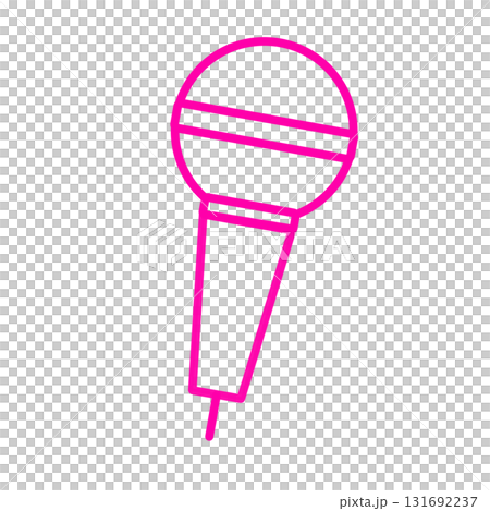 ショッキングピンクの線画マイク背景透過イラスト ショッキングピンクの線画マイク背景透過イラスト 131692237