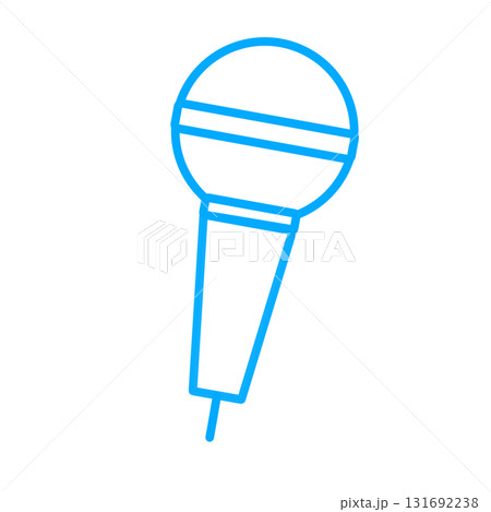スカイブルーの線画マイク背景透過イラスト 131692238