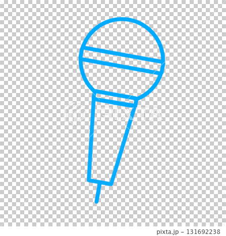 スカイブルーの線画マイク背景透過イラスト 131692238