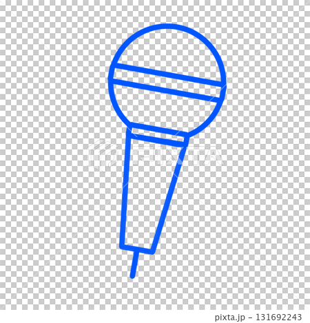 Blue line drawing microphone with transparent background illustration 131692243