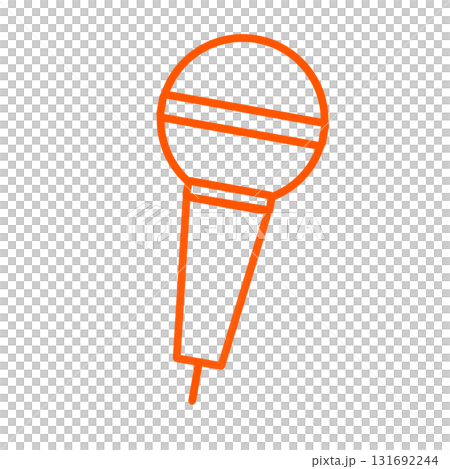 オレンジ色の線画マイクの背景透過イラスト 131692244