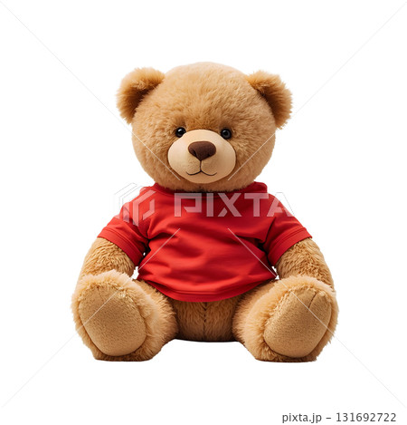 赤いTシャツを着たクマのヌイグルミ(おすわり) 赤いTシャツを着たクマのヌイグルミ(おすわり) 131692722