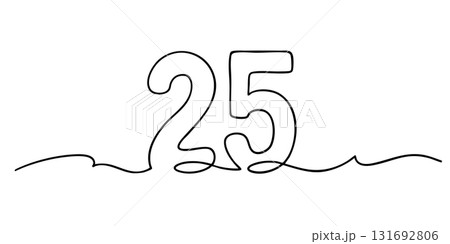 Stylish one line drawing of number 25 Stylish one line drawing of number 25 131692806