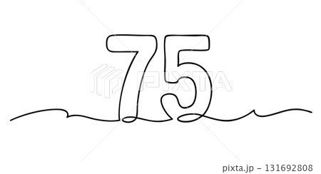 Stylized continuous line drawing of number 75 131692808