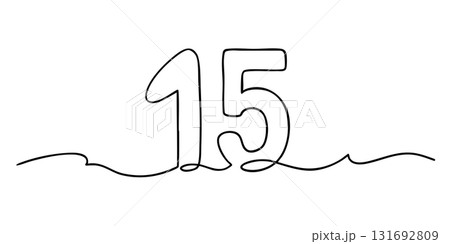 Minimal continuous line drawing of number 15 131692809