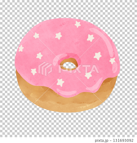 いちごチョコレートドーナツ　水彩風手描きイラスト 131693092