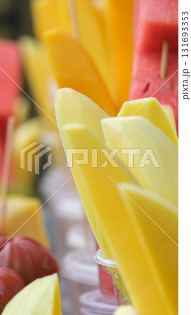 Assortment of exotic fruits isolated on white 131693353