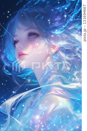 幻想的な銀河と融合した美少女 131694667