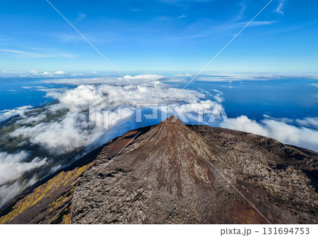 Piquinho, Top and Crater of Mount Pico. Pico Island, Azores. Portugal. Aerial View 131694753