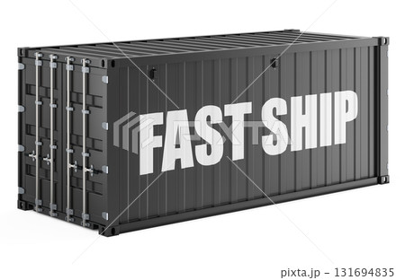 Fast Ship concept with shipping container. 3D rendering 131694835