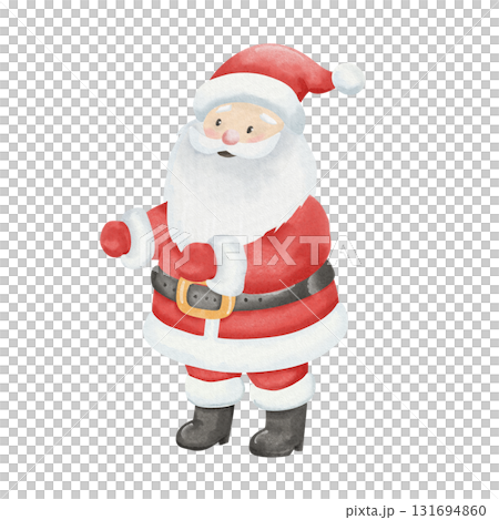 Santa Claus. Watercolor illustration of an old man with white beard and red hat. Symbol of New Year and Christmas. Isolated, white background. Santa Claus. Watercolor illustration of an old man with white beard and red hat. Symbol of New Year and Christmas. Isolated, white background. 131694860