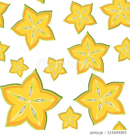 Starfruit slices seamless tropical pattern vector illustration 131694865