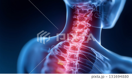 人体イメージ　首、肩の痛み 131694880