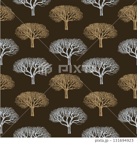 Seamless pattern with elegant trees silhouette. Modern abstract botanical print for wallpaper and fabric.  131694923