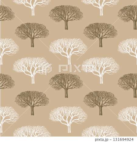 Seamless pattern with elegant trees silhouette. Modern abstract botanical print for wallpaper and fabric.  131694924