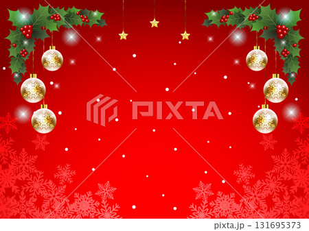 クリスマス背景25、イラスト、かわいい、縦、赤、飾り、街並み 131695373