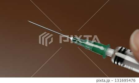 Close-up view of a syringe ready for vaccination during health procedures 131695476