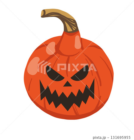 Halloween pumpkin face with a variety of scary and happy expression. Jack-o-lantern vector flat illustration with funny, and scary eyes 131695955