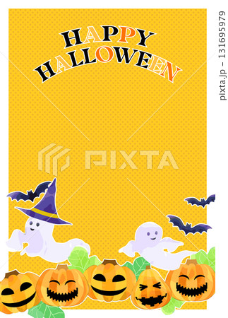 ハロウィン向け、かわいいおばけとかぼちゃのイラストのはがきテンプレート ハロウィン向け、かわいいおばけとかぼちゃのイラストのはがきテンプレート 131695979