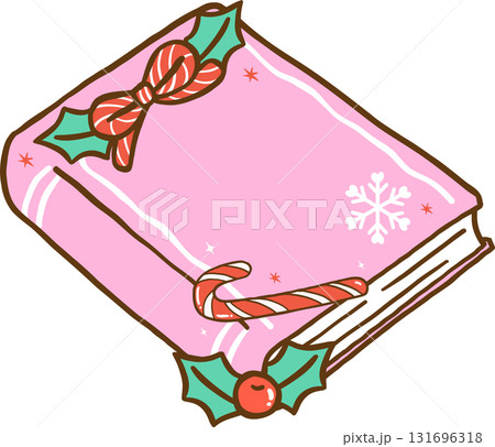 Gingham Preppy Christmas Bookish Reading, Christmas Book with Candy Cane and Holly Illustration Cartoon Hand Drawn Gingham Preppy Christmas Bookish Reading, Christmas Book with Candy Cane and Holly Illustration Cartoon Hand Drawn 131696318