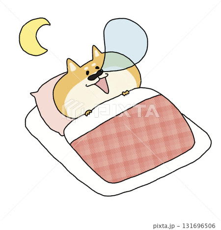 おやすみなさいの子犬|寝ているかわいい犬の癒し系イラスト|子ども向け素材 おやすみなさいの子犬|寝ているかわいい犬の癒し系イラスト|子ども向け素材 131696506