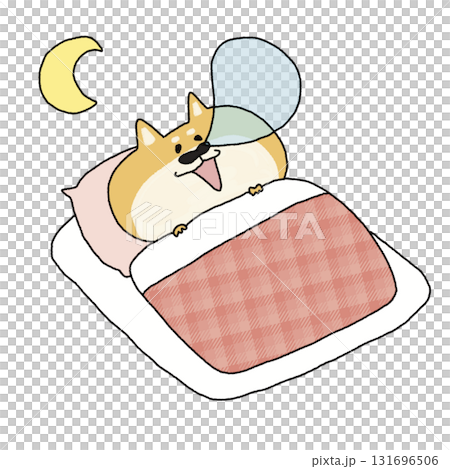 おやすみなさいの子犬|寝ているかわいい犬の癒し系イラスト|子ども向け素材 おやすみなさいの子犬|寝ているかわいい犬の癒し系イラスト|子ども向け素材 131696506