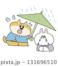 雨の日に友達を助ける犬 イラスト｜友情 教育 子供向け 絵本 感動素材 131696510