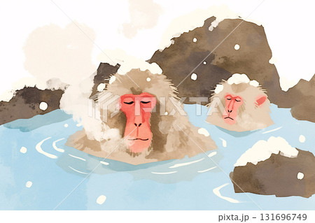 温泉に入る猿 131696749