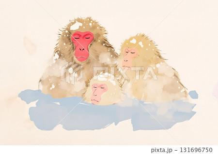 温泉に入る猿 131696750