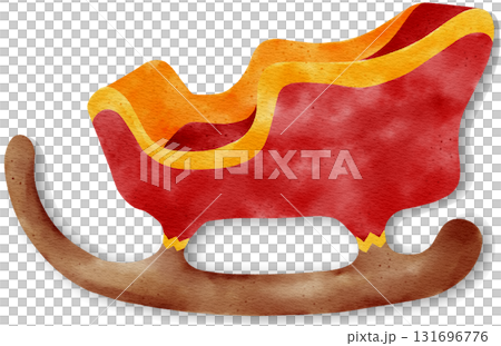 Christmas Illustration Santa's Sleigh with Roller Skates Deer Ear Scarf and Decorative Bow PNG Graph 131696776
