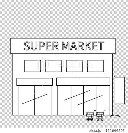Simple line drawing supermarket illustration 131696895