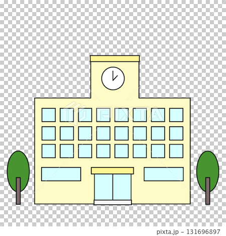 シンプルな学校の校舎のイラスト シンプルな学校の校舎のイラスト 131696897