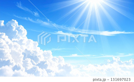 爽やかな青い空と流れる雲　AI生成素材 131697023