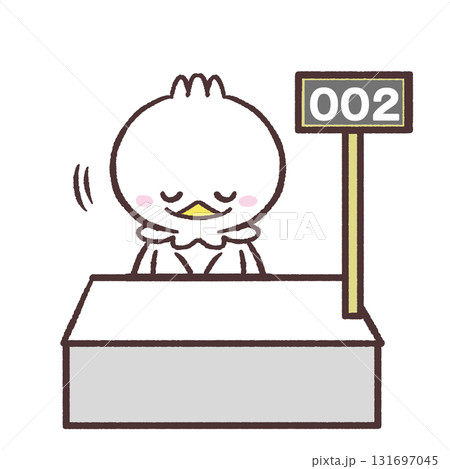 窓口でお辞儀する白い鳥のイラスト 131697045