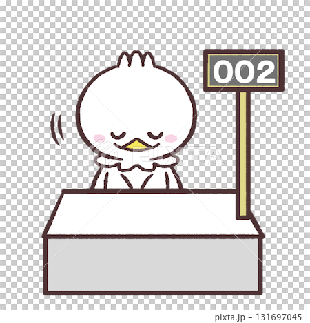 Illustration of a white bird bowing at the window 131697045