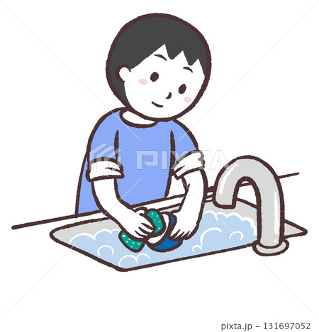 洗い物をする男性のイラスト 131697052