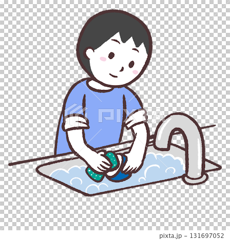 洗い物をする男性のイラスト 131697052