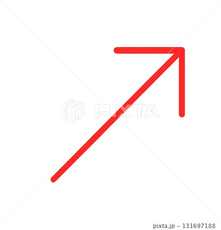 鮮やかな赤色の矢印アイコン、強調に使える赤い矢印マーク、目立つレッドカラーの方向サイン 鮮やかな赤色の矢印アイコン、強調に使える赤い矢印マーク、目立つレッドカラーの方向サイン 131697188